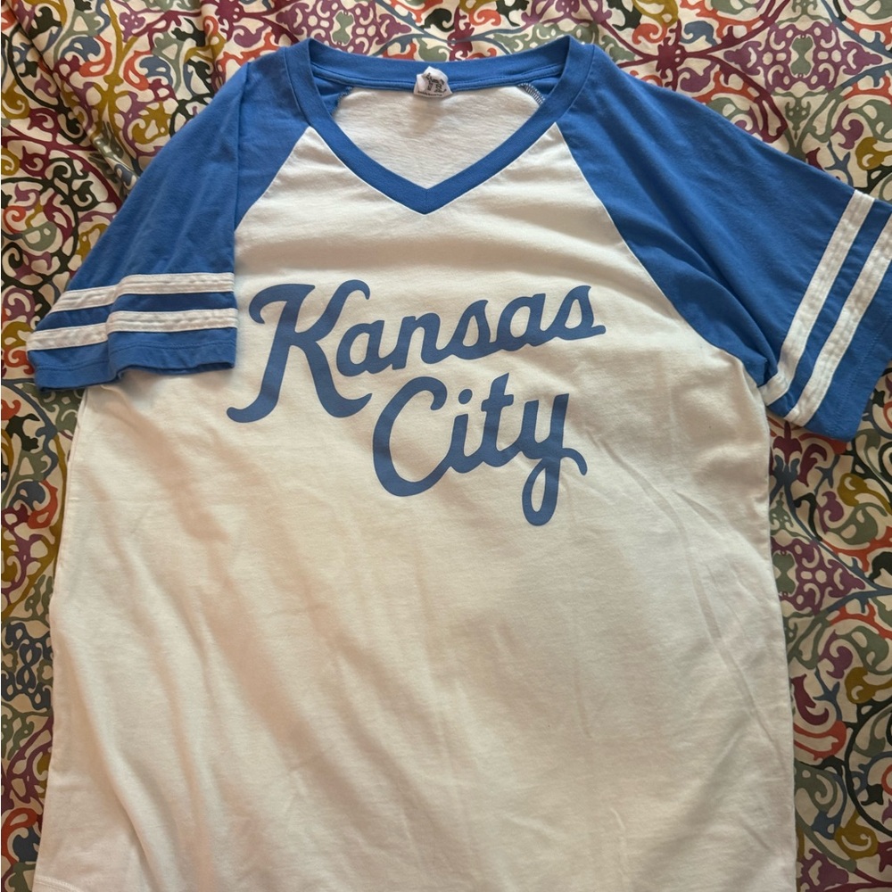Kansas City Royals Blue and White Women's Raglan Tee